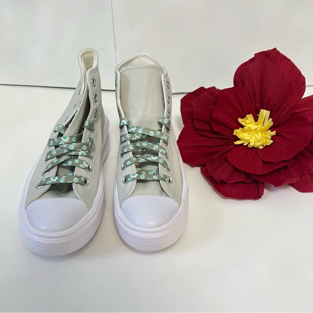 Converse Floral Green High Top Chuck Taylor All Star Sneakers Size 8 - Reemoly